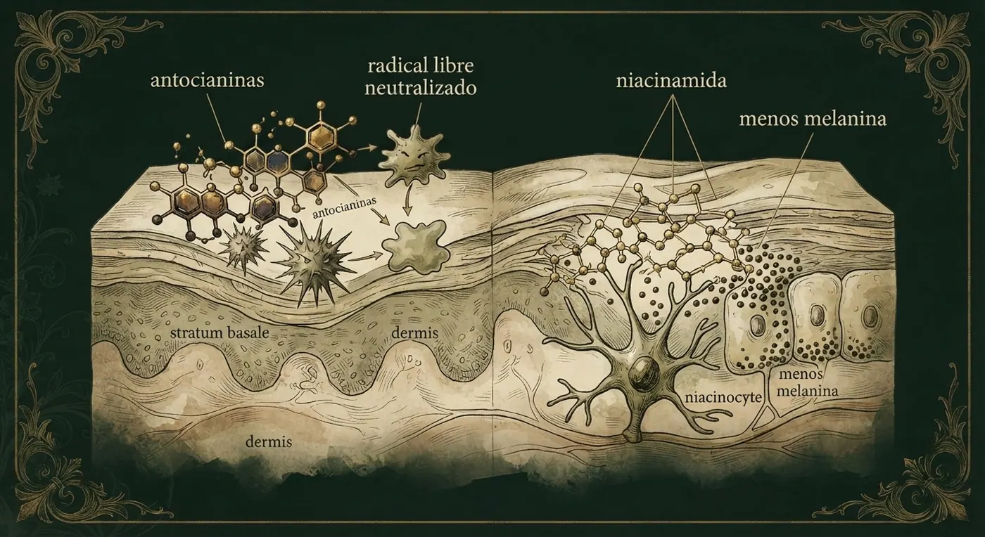 El maqui aporta antioxidantes y la niacinamida empareja el tono